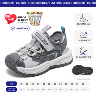 Dép rọ quai hậu bé trai HOBIBEAR EK1307 Grey khóa dán có đế EVA nhẹ thoáng khí cho bé đi học đi chơi