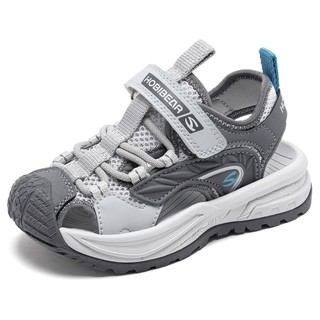 Dép rọ quai hậu bé trai HOBIBEAR EK1307 Grey khóa dán có đế EVA nhẹ thoáng khí cho bé đi học đi chơi