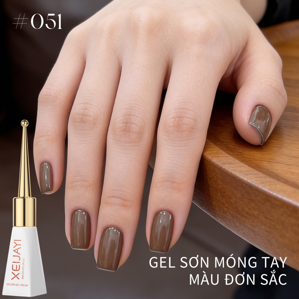 XEIJAYI 10ml - Sơn móng tay dạng gel màu nâu cà phê mới, độ bóng lâu trôi, phù hợp với mọi tông da.