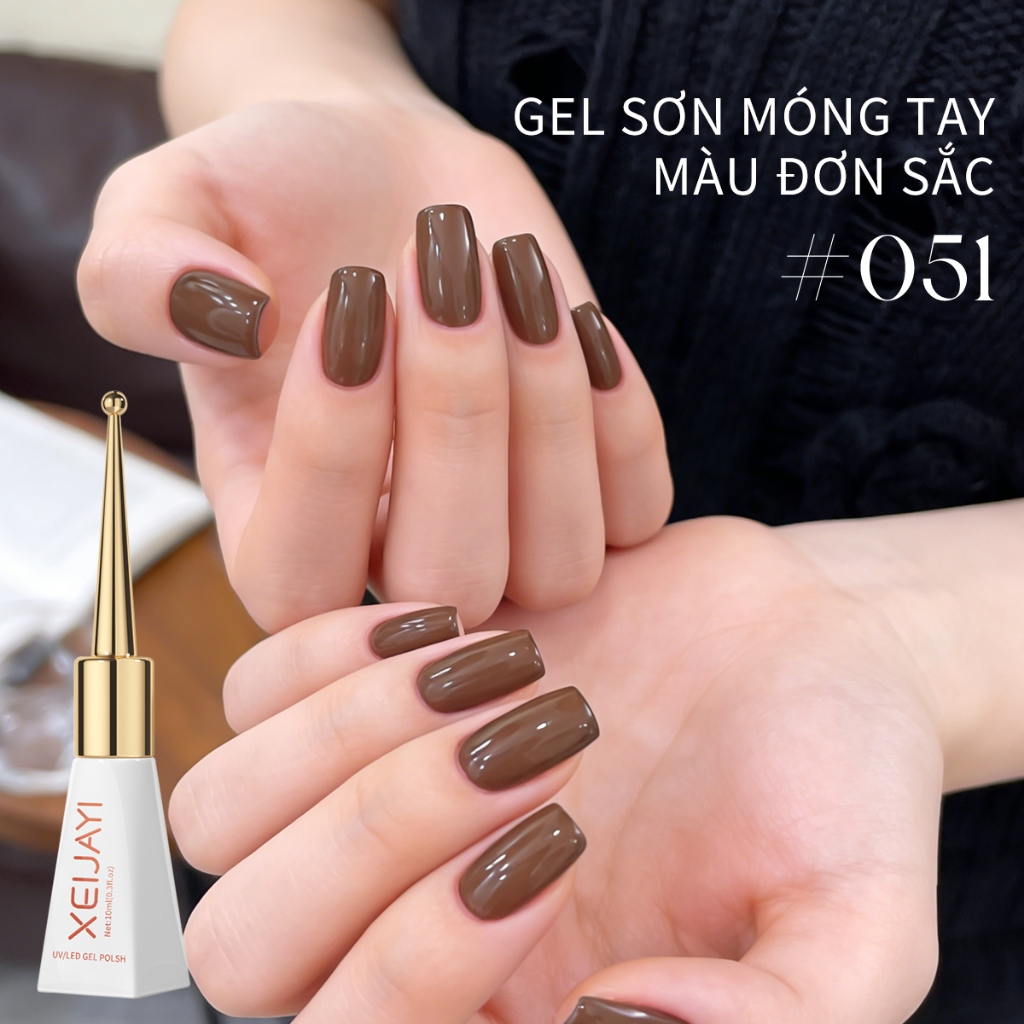 XEIJAYI 10ml - Sơn móng tay dạng gel màu nâu cà phê mới, độ bóng lâu trôi, phù hợp với mọi tông da.