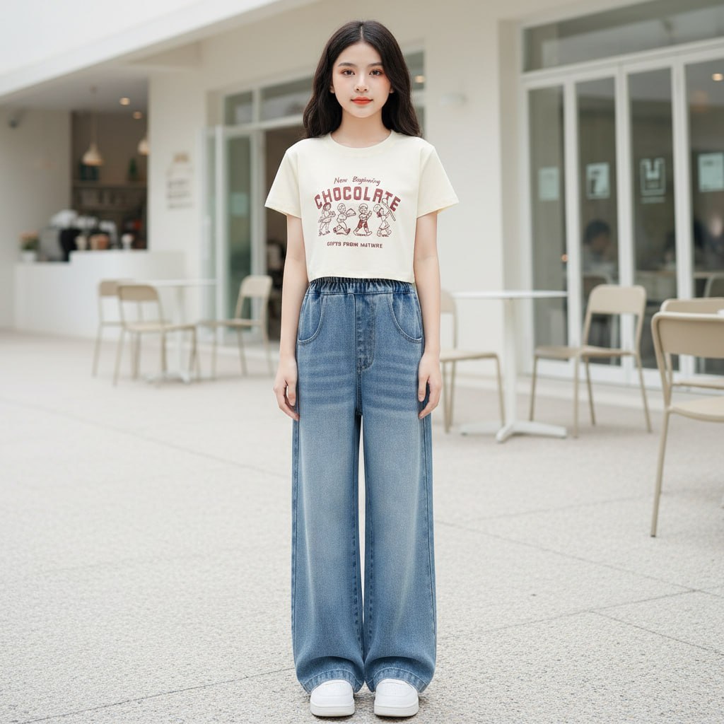 Áo croptop in họa tiết chocolate cho bé gái size đại BEESHOP H26041