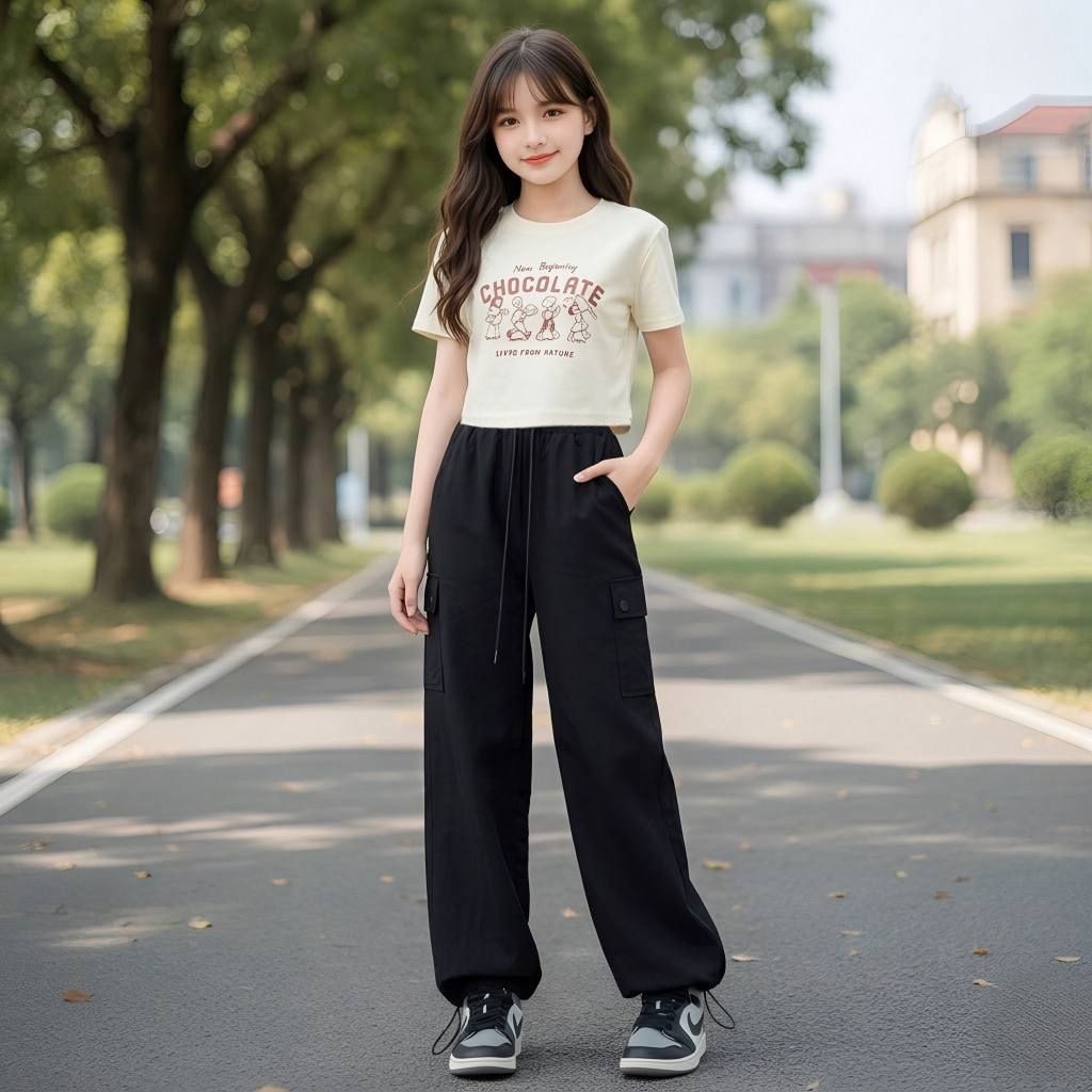 Áo croptop in họa tiết chocolate cho bé gái size đại BEESHOP H26041
