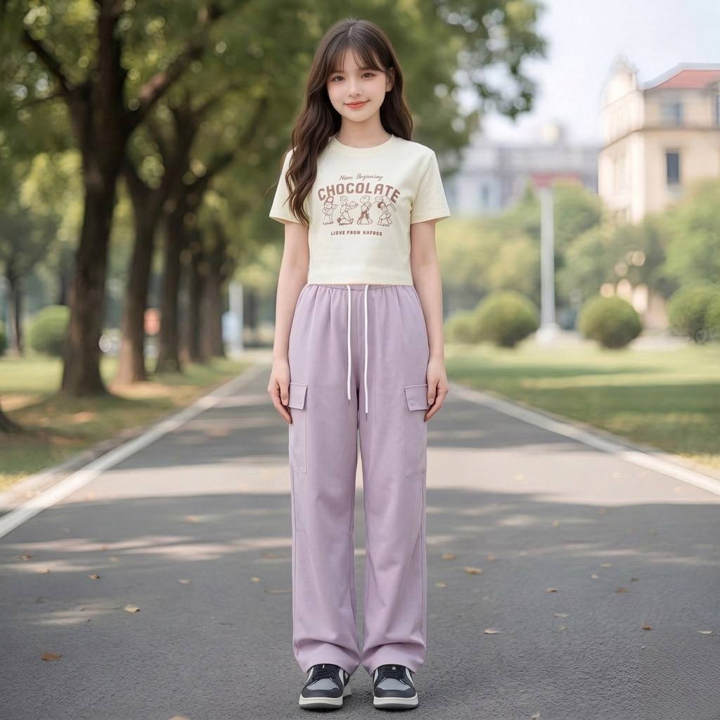Áo croptop in họa tiết chocolate cho bé gái size đại BEESHOP H26041