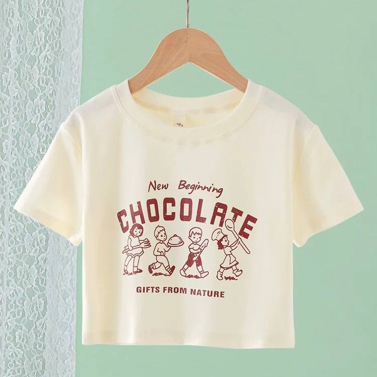 Áo croptop in họa tiết chocolate cho bé gái size đại BEESHOP H26041
