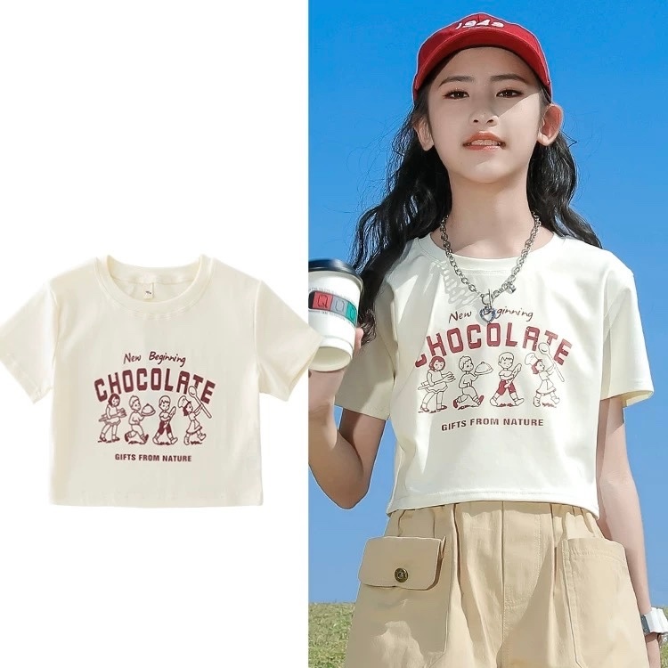 Áo croptop in họa tiết chocolate cho bé gái size đại BEESHOP H26041