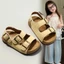 Dép quai hậu sandal cho bé trai bé gái đế trấu chất da mềm mại 2 khóa thời trang