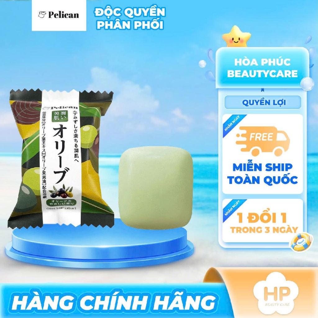 Xà Phòng Tắm Dưỡng Ẩm Làm Mềm Da Pelican Olive Leaf Extract Soap (80G)