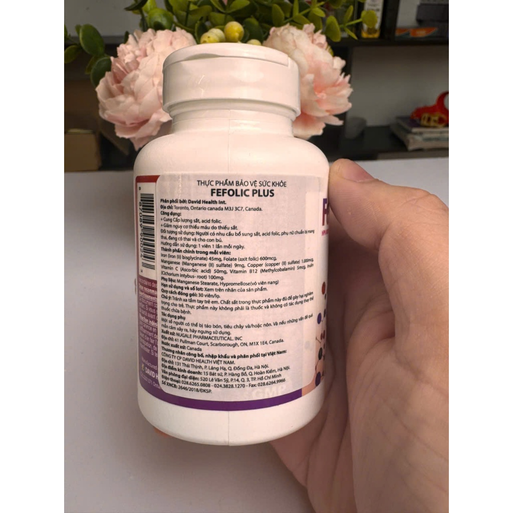 [CHÍNH HÃNG] Viên bổ máu FeFolic Plus, Hỗ Trợ Bổ Sung Sắt, Acid FoLic, Ngừa Thiếu Máu Do Thiếu Sắt