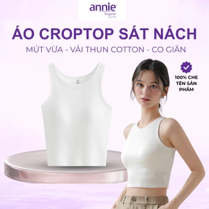 Áo croptop annie AL 6071 3 lỗ sát nách kèm mút độn vải thun cotton mềm mịn co giãn