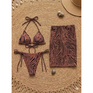 Bikini 2 mảnh, đồ bơi nữ dáng tam giác dây buộc, họa tiết ngựa vằn, áo sẵn đệm ngực hàng xuất dư xịn