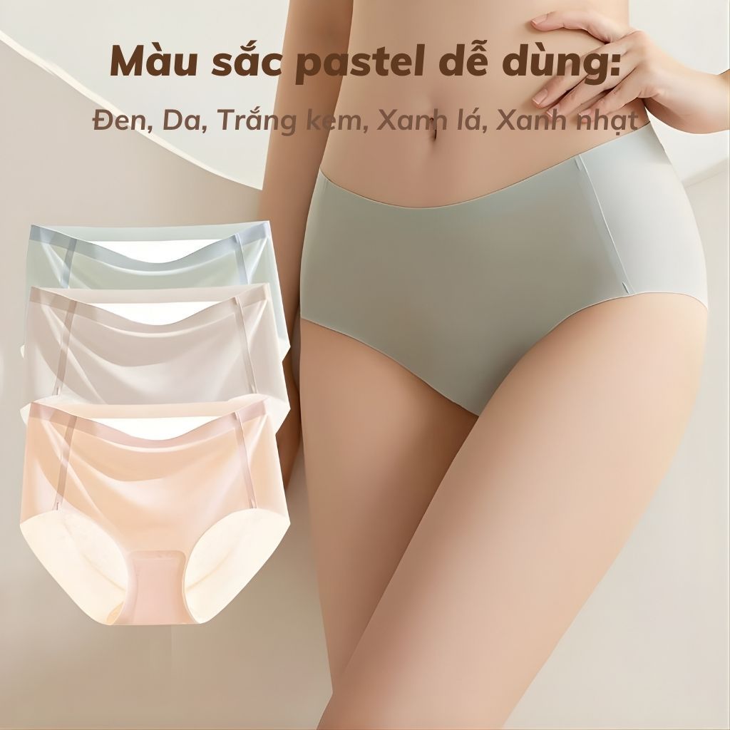 Quần lót nữ su lụa mỏng nhẹ không đường may co giãn linh hoạt đáy lót lưới thoáng khí LANIXA L166