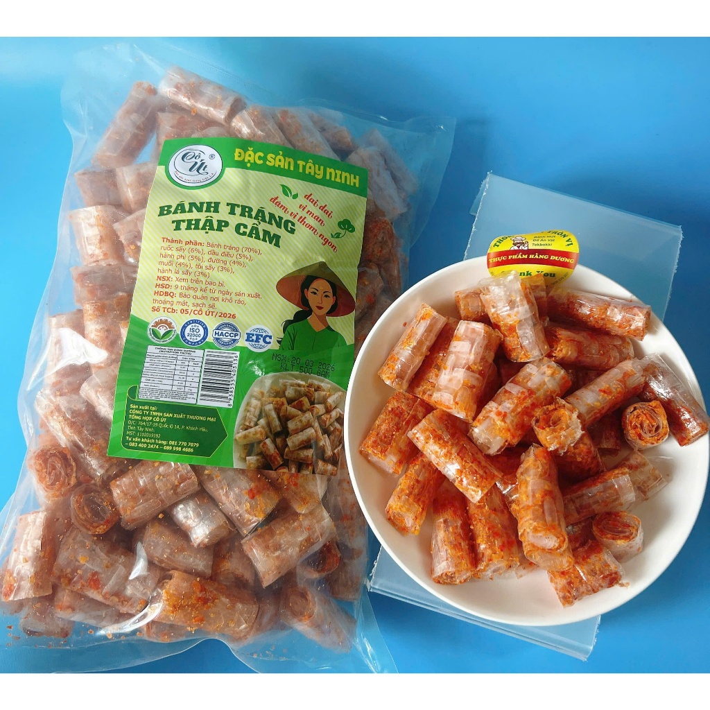 1kg bánh tráng trộn sa tế cuộn tép hành cực ngon, ăn là nghiền