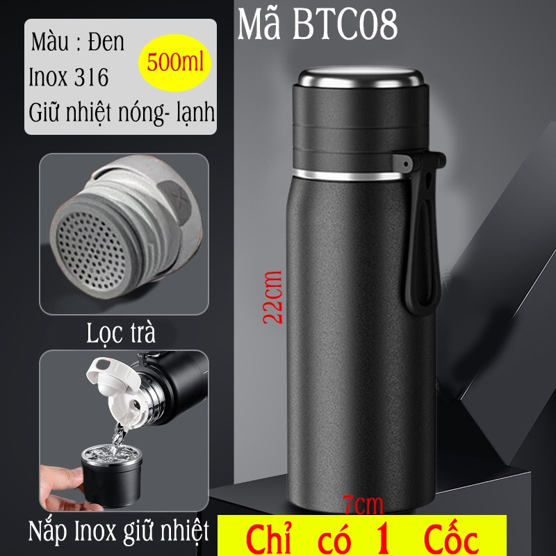 Bình nước giữ nhiệt 500ml Bình giữ nhiệt inox 304, có cốc kèm theo ...