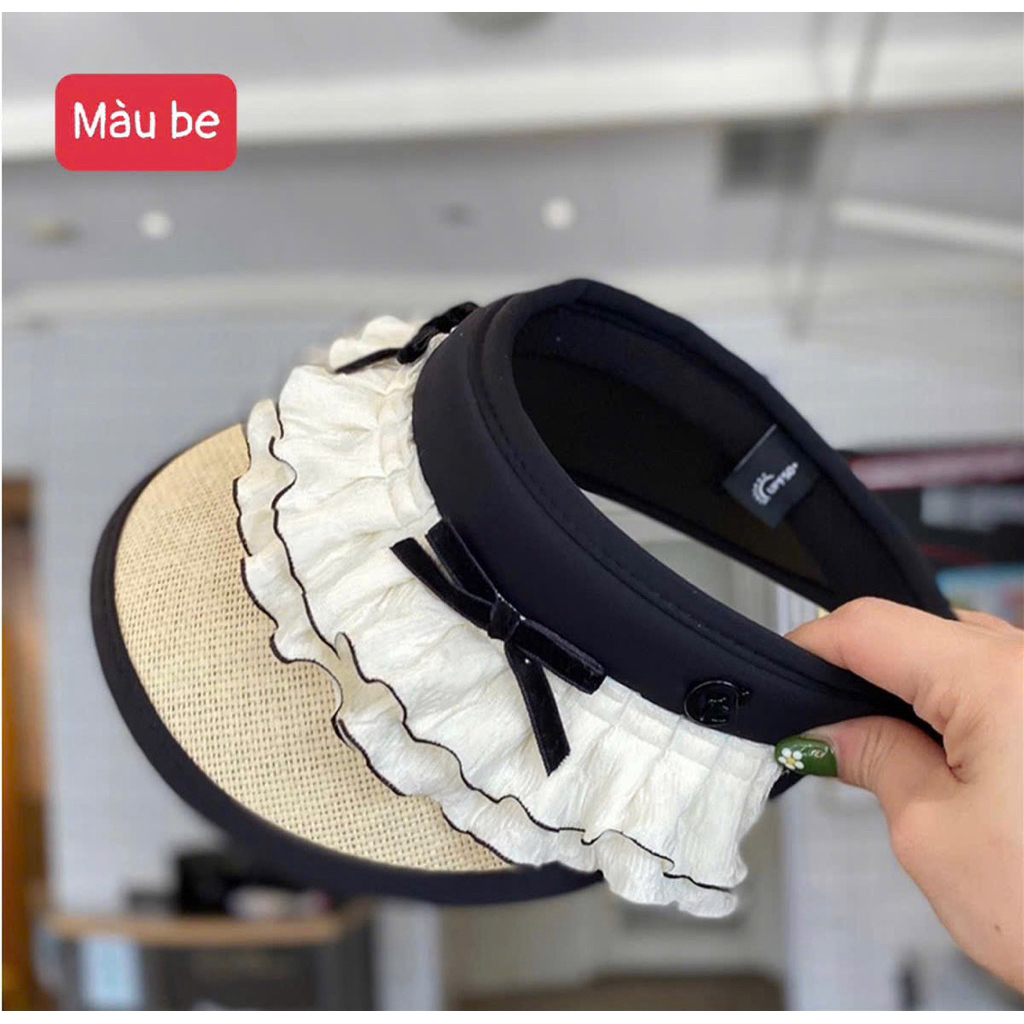 👒 Mũ Nửa Đầu Viền Bèo Nơ Xinh – Phong Cách Thanh Lịch, Chống Nắng Hiệu Quả