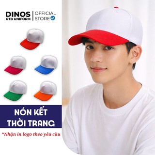 Nón Lưỡi Trai Du Lịch Dinos Trắng Phối Màu, Vải Kaki Dày Dặn, Cứng Cáp Phù Hợp Cho Nhóm, Lớp, Team