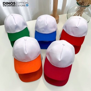 Nón Lưỡi Trai Du Lịch Dinos Trắng Phối Màu, Vải Kaki Dày Dặn, Cứng Cáp Phù Hợp Cho Nhóm, Lớp, Team