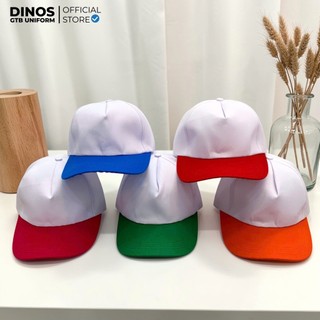 Nón Lưỡi Trai Du Lịch Dinos Trắng Phối Màu, Vải Kaki Dày Dặn, Cứng Cáp Phù Hợp Cho Nhóm, Lớp, Team