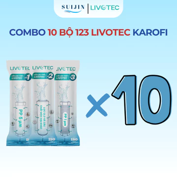 Sỉ 10 Bộ Lõi Lọc Thô 123 Livotec Mẫu Mới Thay Thế Cho Máy Lọc RO Sử Dụng 3 Cốc Lọc 10 Inch