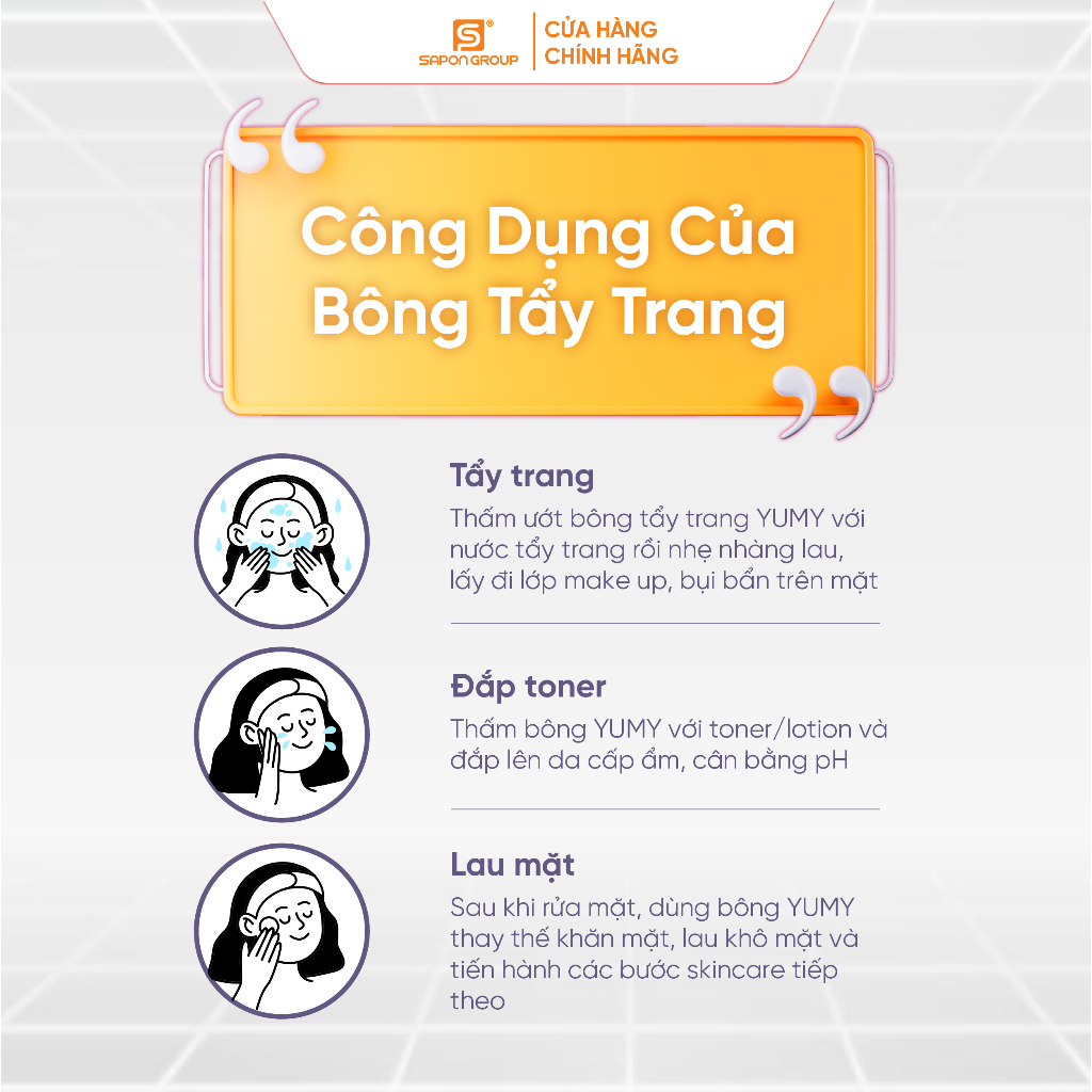 Combo 10 túi Bông tẩy trang YUMY 132 miếng bông cotton tự nhiên, mềm mịn cho da nhạy cảm (TT19_142)