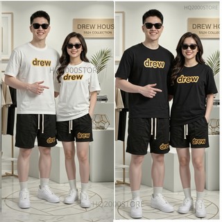 Bộ đồ DREW unisex form rộng set áo phông+quần short cao cấp,bộ đồ đôi trẻ trung phong cách Hàn Quốc