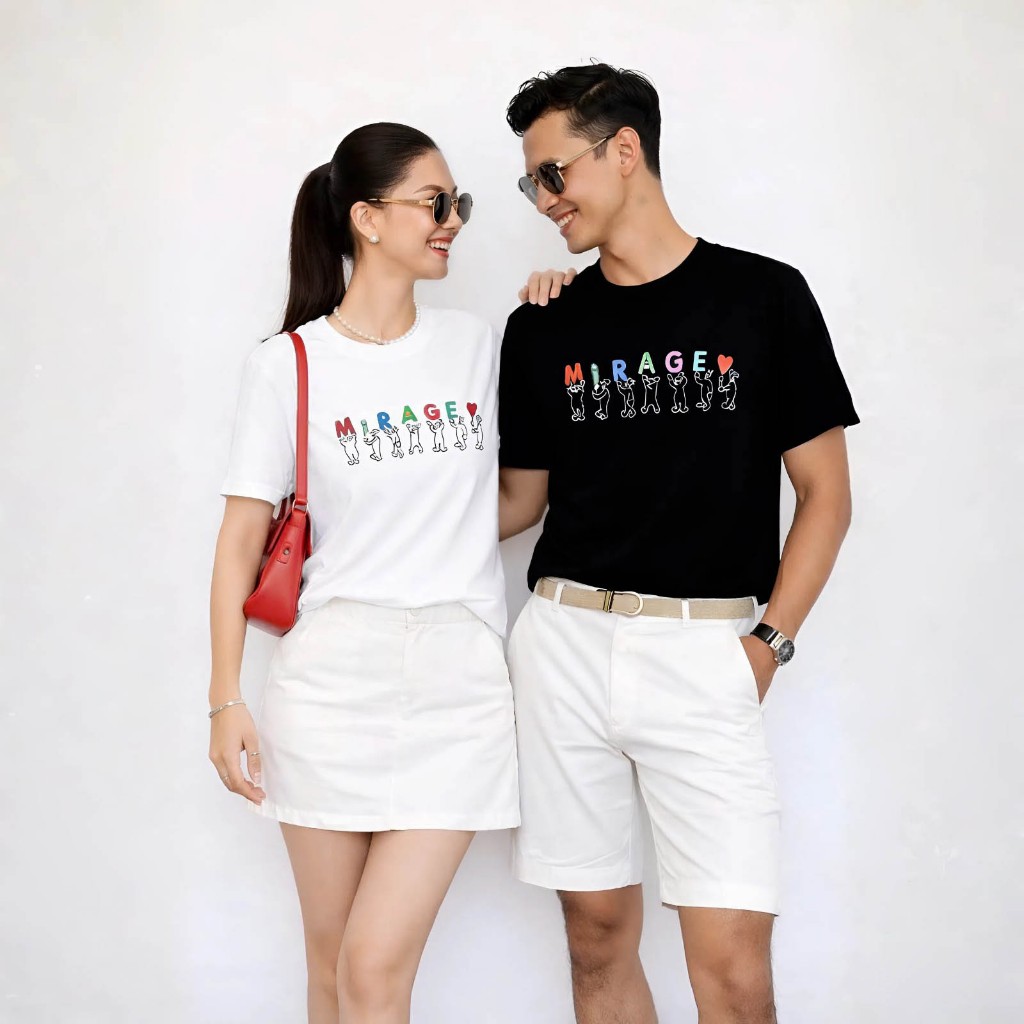 Áo Thun Mirage Thêu Chữ Màu Nghệ Thuật Chất 100% Cotton Mềm Mịn Thoáng Mát.