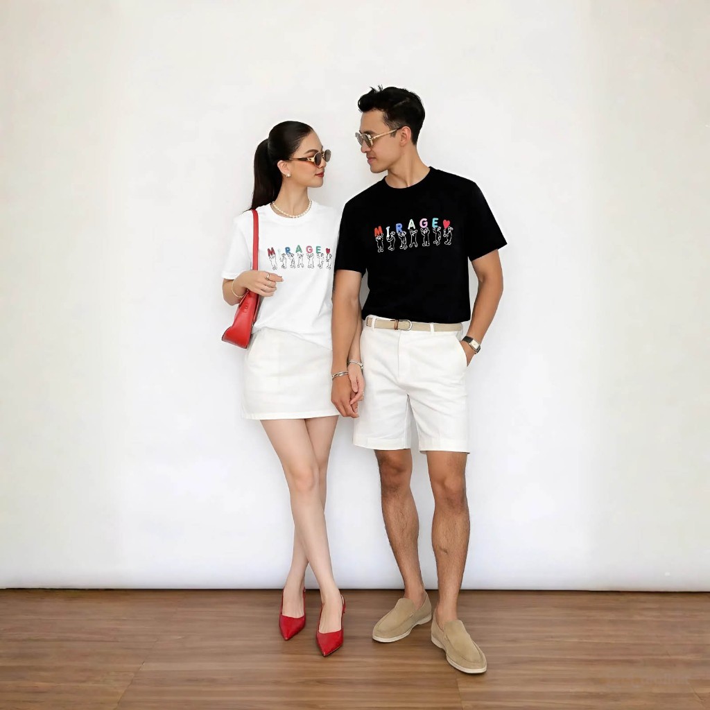 Áo Thun Mirage Thêu Chữ Màu Nghệ Thuật Chất 100% Cotton Mềm Mịn Thoáng Mát.