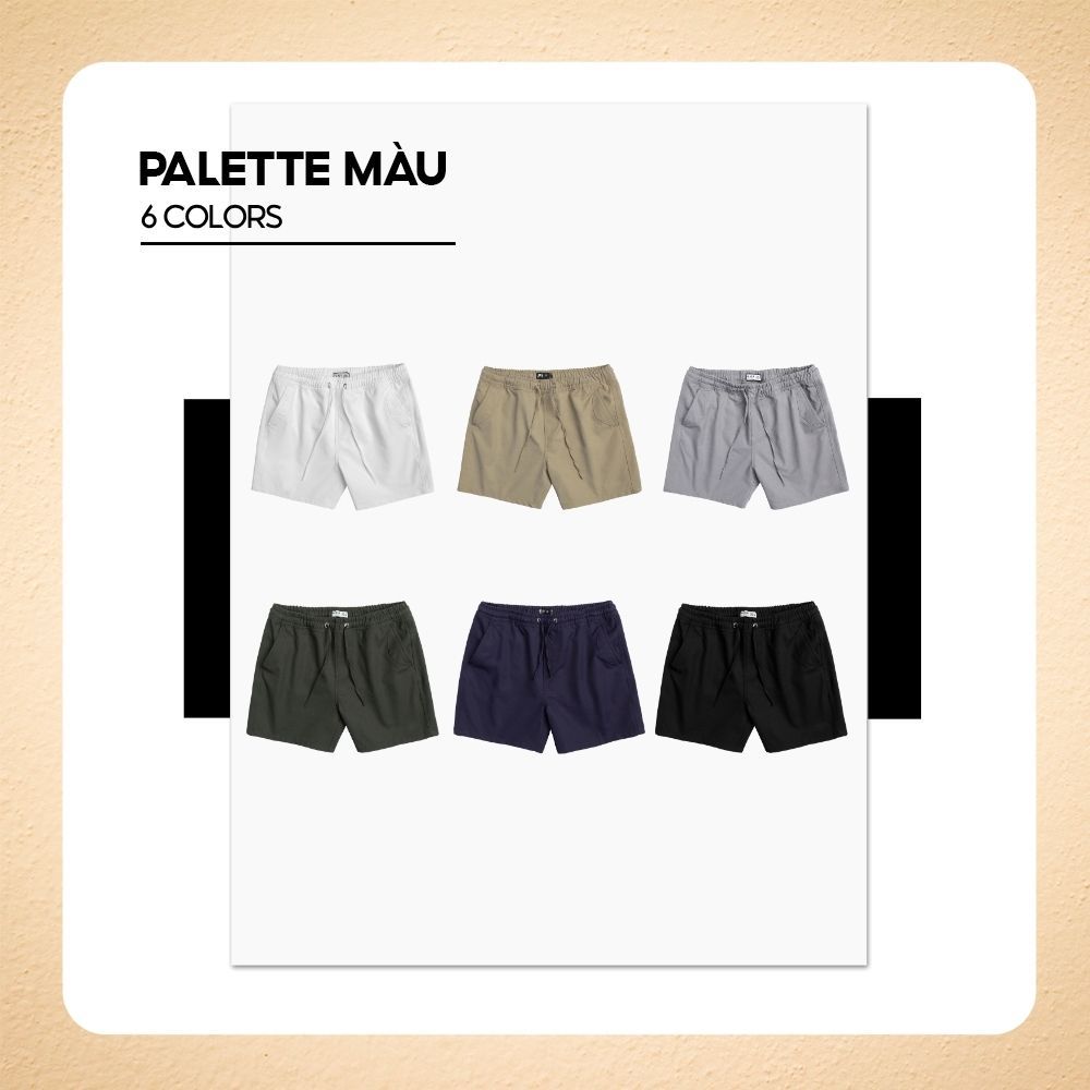 Quần Short Nam vải KAKI CANVAS lưng chun, dây rút dễ dàng điều chỉnh, cao cấp, nam tính, trẻ trung, năng động - FEAER