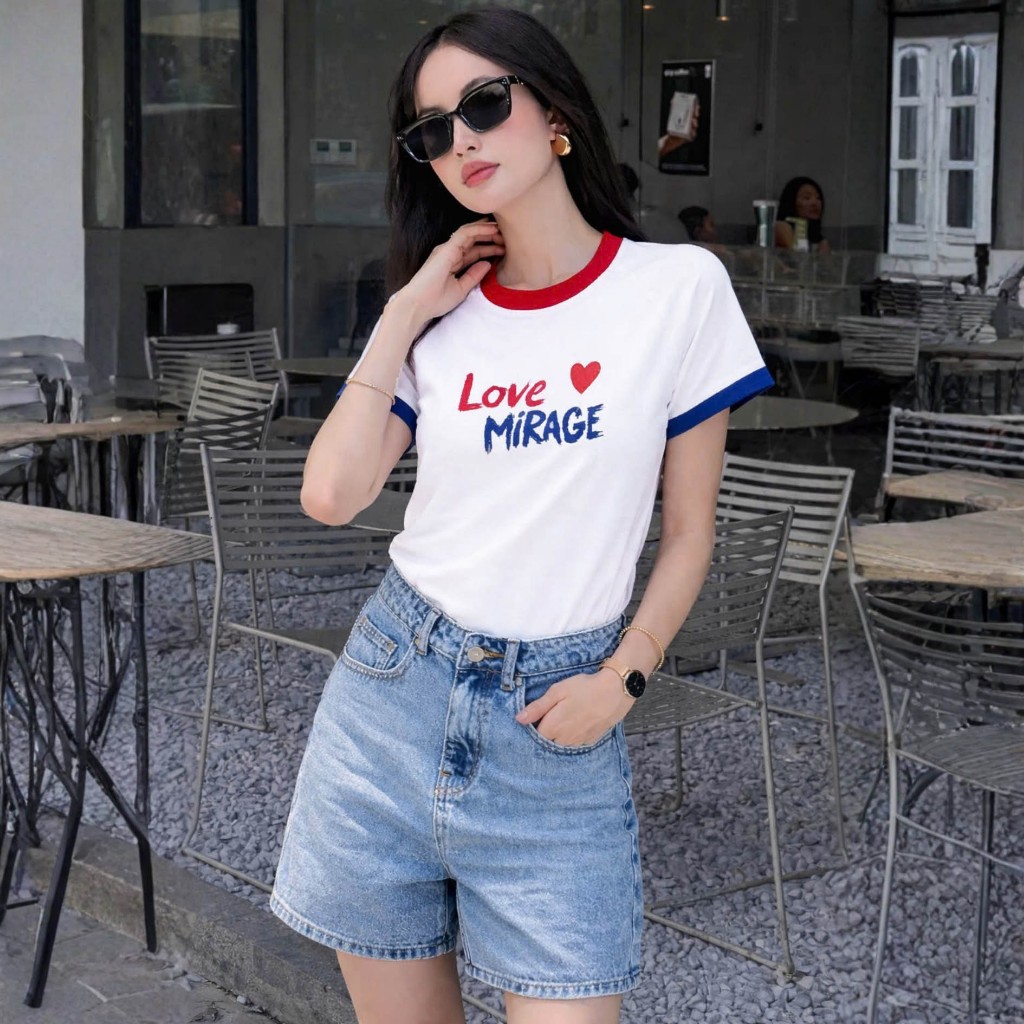 Áo Thun Họa Tiết In Chữ Tay Phối, Chất Cotton Thoáng Mát, Có Kèm Hình Thật.