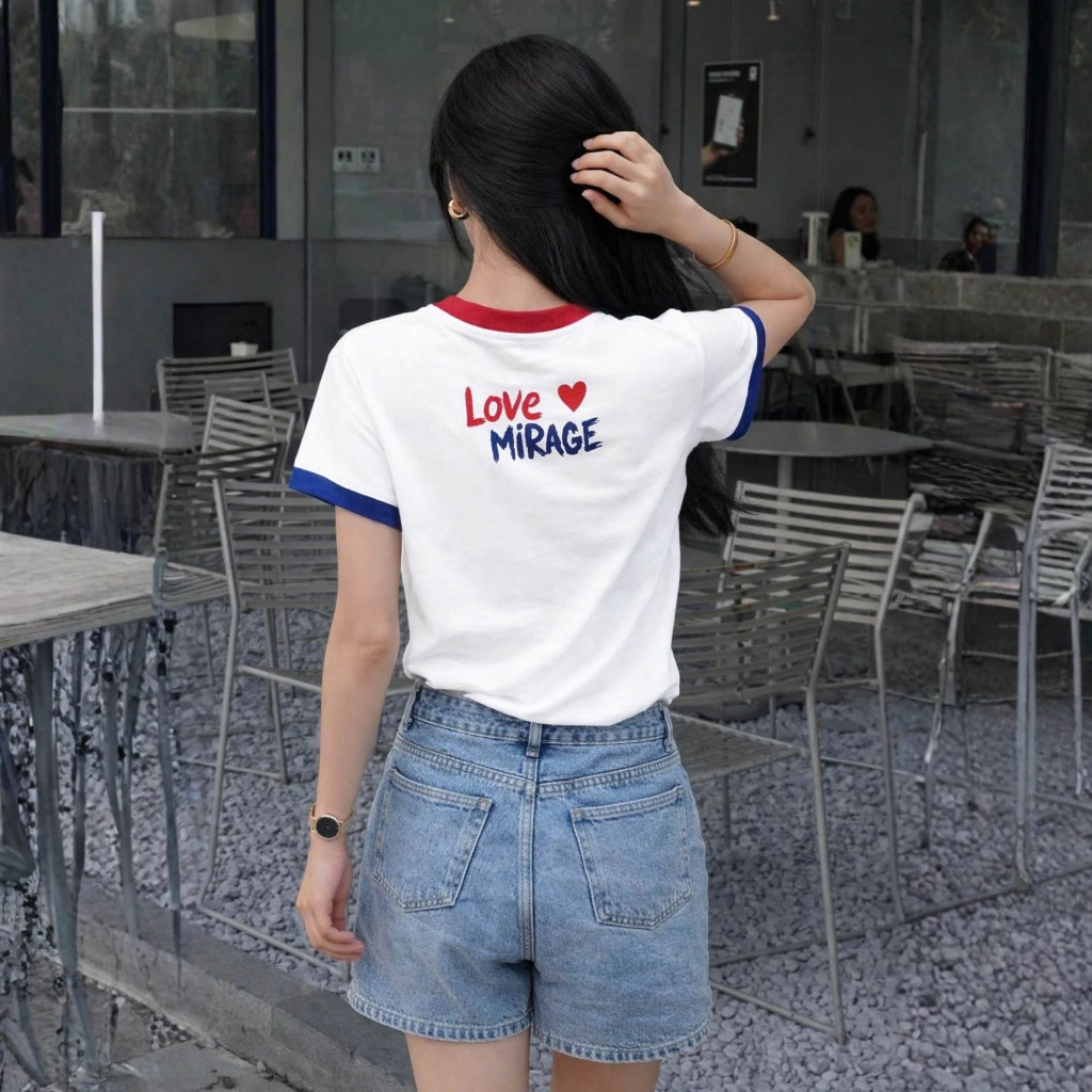 Áo Thun Họa Tiết In Chữ Tay Phối, Chất Cotton Thoáng Mát, Có Kèm Hình Thật.