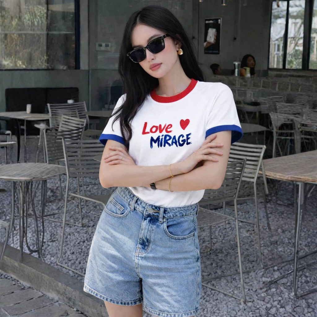 Áo Thun Họa Tiết In Chữ Tay Phối, Chất Cotton Thoáng Mát, Có Kèm Hình Thật.