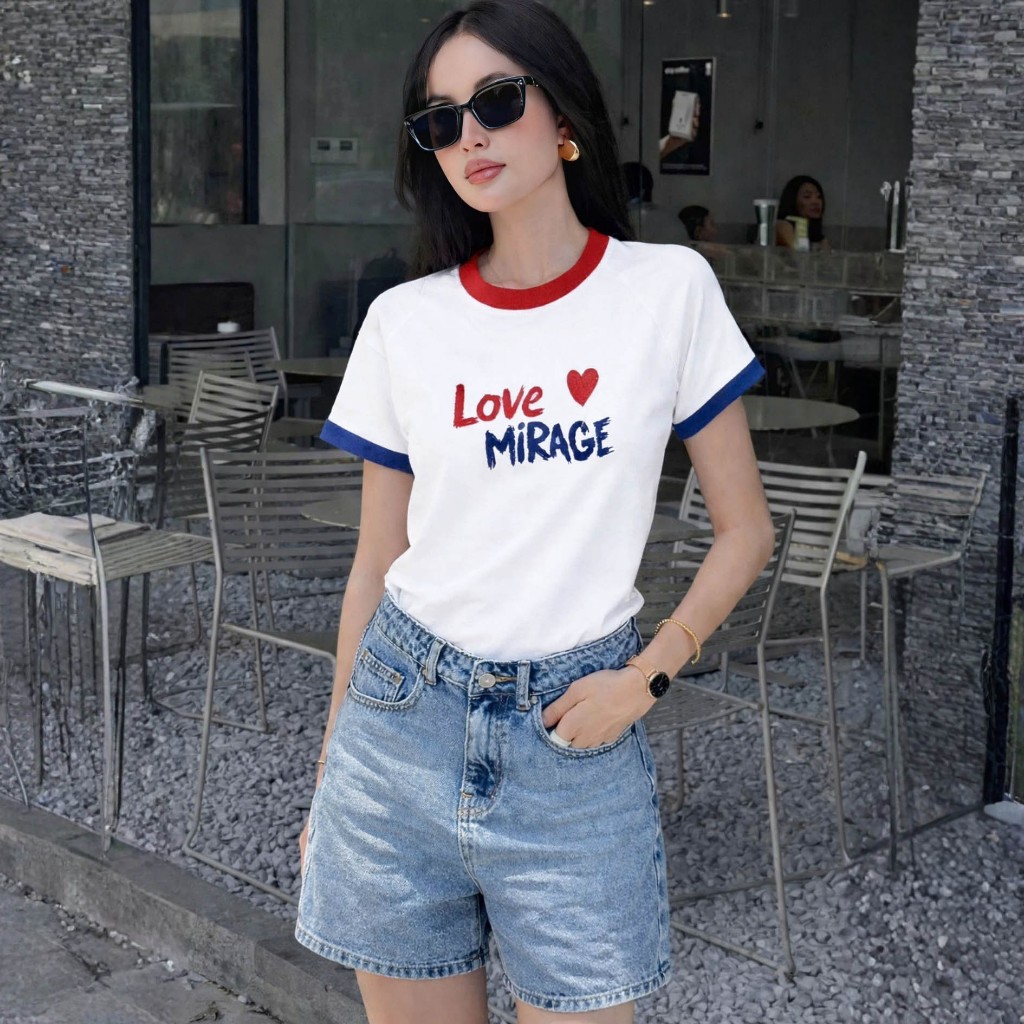 Áo Thun Họa Tiết In Chữ Tay Phối, Chất Cotton Thoáng Mát, Có Kèm Hình Thật.