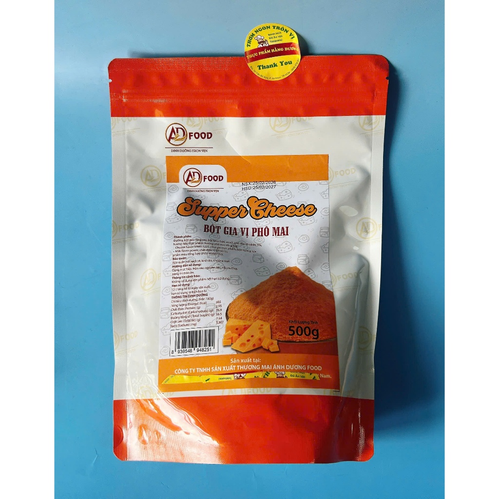 500g-100g Bột Phô Mai lắc thơm, béo vị béo Mặn, Thơm đậm Supper Cheese