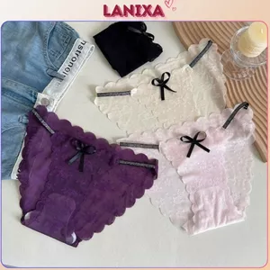 Quần lót nữ ren lưới cao cấp sang trọng dây ánh nhũ viền lượn sóng xinh xắn gợi cảm LANIXA L1006 -CB