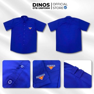 Áo Sơ Mi Đoàn Tay Ngắn Dinos Thêu Logo, Vải Mềm Mát Cho Nam Nữ Thanh Niên - Màu Xanh