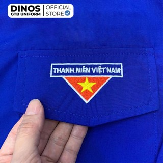 Áo Sơ Mi Đoàn Tay Dài Dinos Cho Nam Nữ Đoàn Viên, Học Sinh Sinh Viên - Màu Xanh