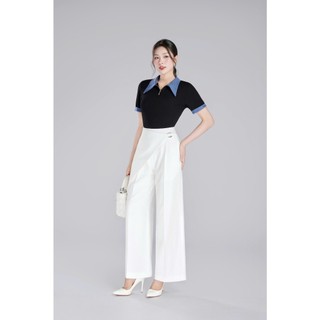 Quần Ống Rộng 𝐂𝐂𝐇𝐀𝐓 Dáng Suông Kiểu Elegance Tà Bong Chất Liệu Tuytsi Cao Cấp 25QDS2014ST