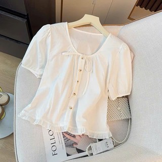 Áo sơ mi thô cổ buộc dây nơ, vạt bèo, chất liệu mềm mại thoáng mát, dễ phối đồ G5