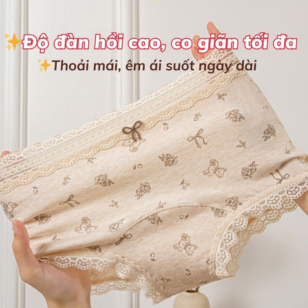 Quần lót nữ cotton cao cấp boxer họa tiết hoa nhí phong cách Pháp đáy lót dài thoải mái LANIXA L5272