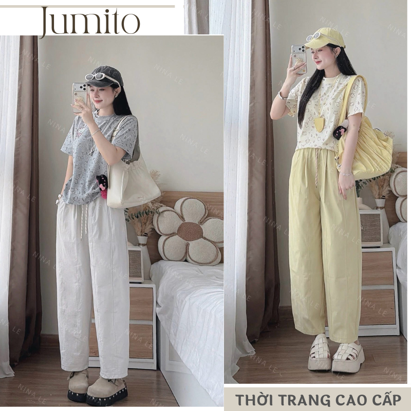 Set đồ nữ áo thun form rộng, set quần áo nữ quần dài ống rộng trẻ trung JUMITO HCOM27120