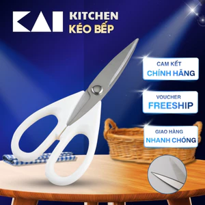 Kéo Bếp Nhật Kai House Select Kitchen Shears Handle White Cắt Thịt Gà Rau Củ Màu Trắng Sang Trọng
