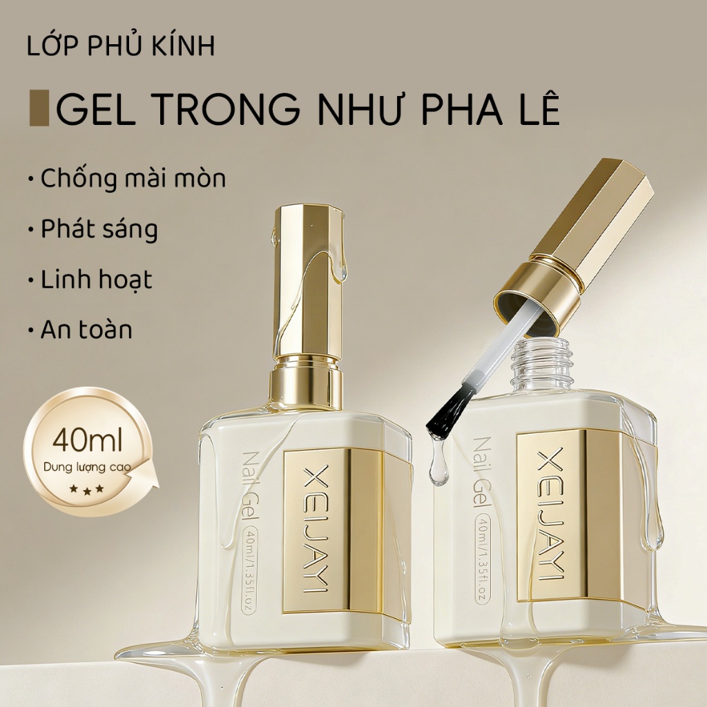 XEIJAYI 40ml - Large-capacity nail glass top gel,chống mài mòn và trầy xước, thích hợp cho tiệm nail và sử dụng tại nhà.