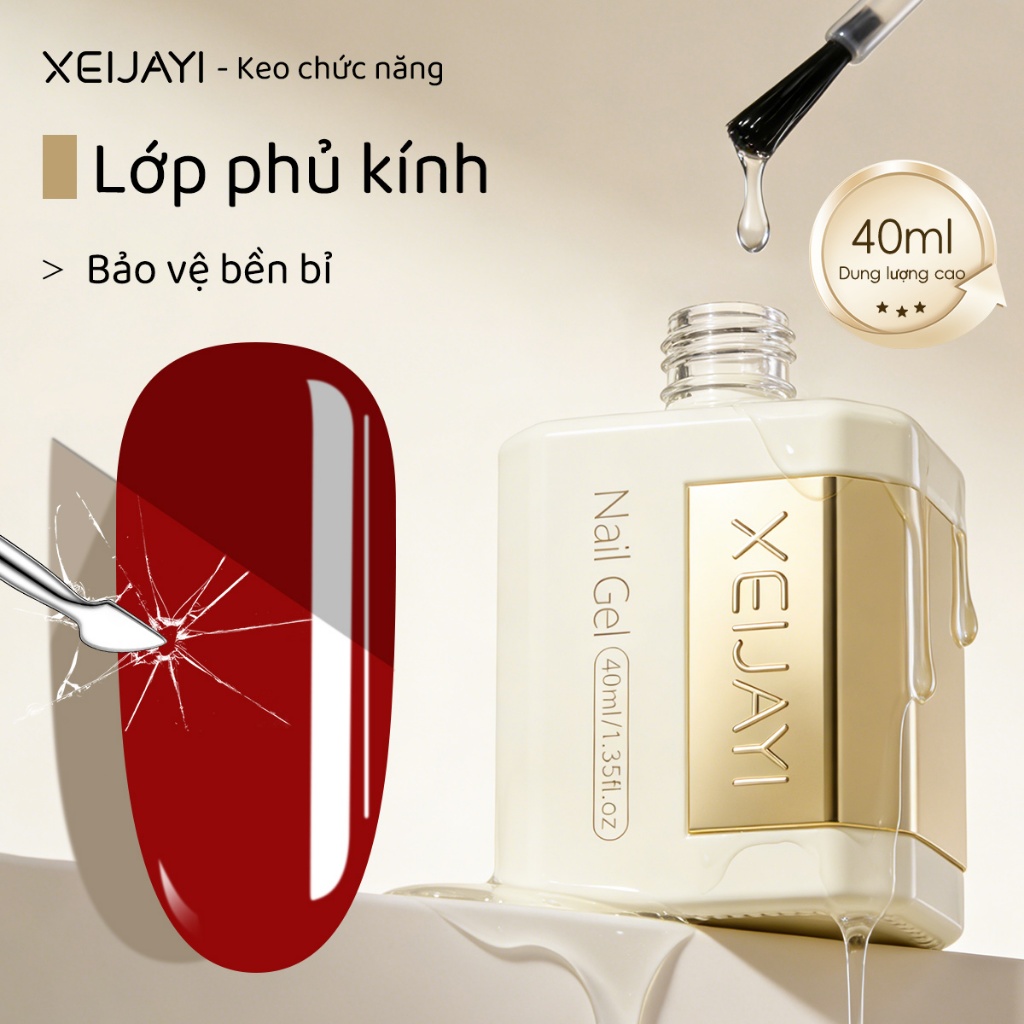 XEIJAYI 40ml - Large-capacity nail glass top gel,chống mài mòn và trầy xước, thích hợp cho tiệm nail và sử dụng tại nhà.
