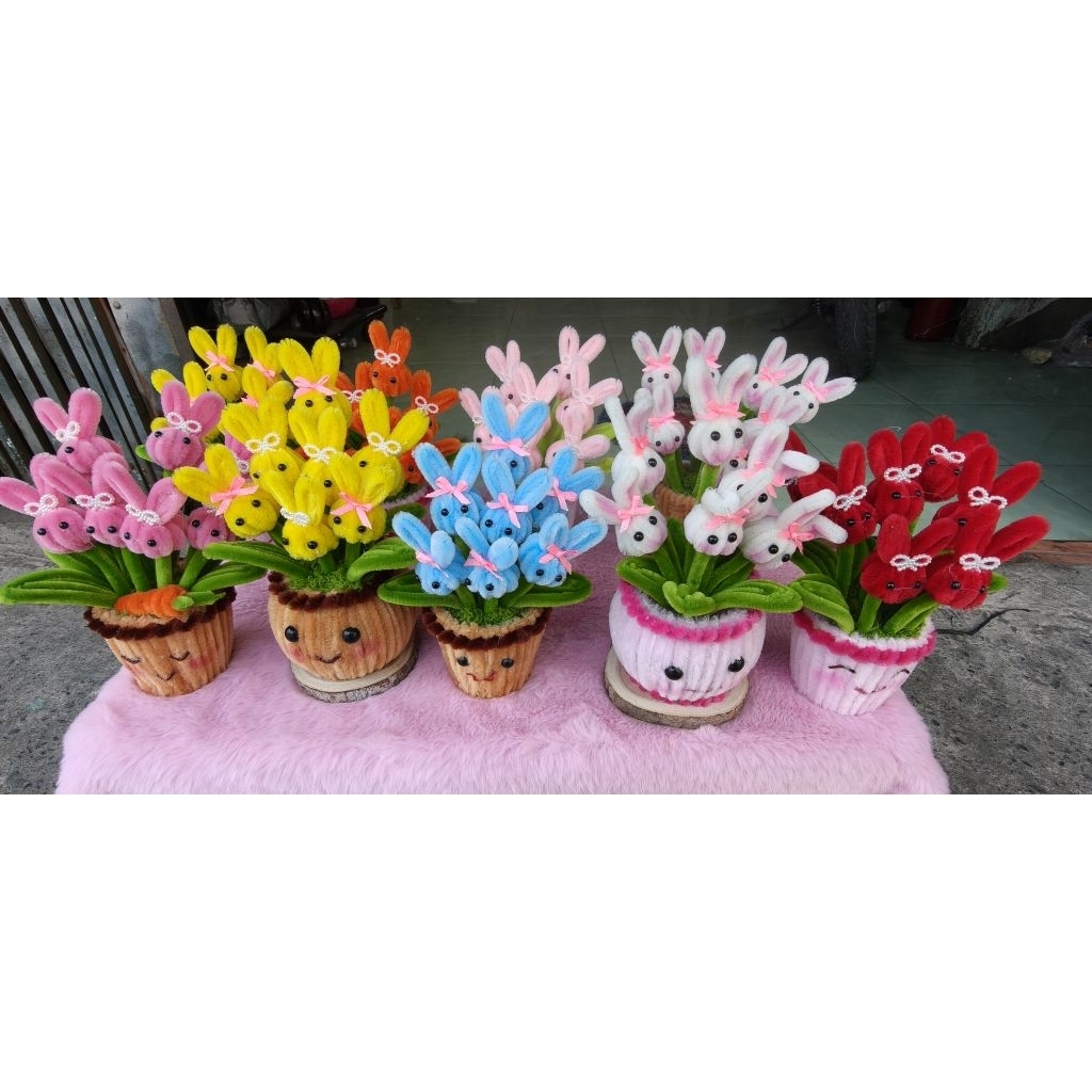 Chậu thỏ mini (7em) trang trí bàn học, xe hơi