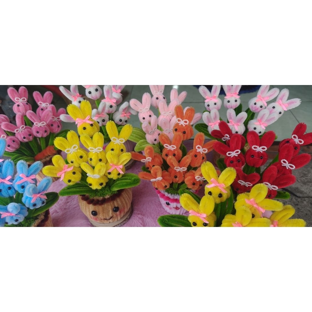 Chậu thỏ mini (7em) trang trí bàn học, xe hơi