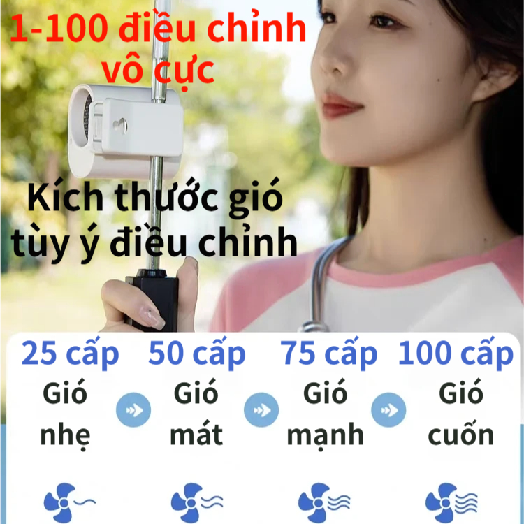 Quạt kẹp mini tốc độ cao|100 Cấp Gió | Pin 3000mAh |360°Điều Chỉnh Hướng Gió |Kẹp Đa Năng (Ômbrella/Xe Đạp/Balo)