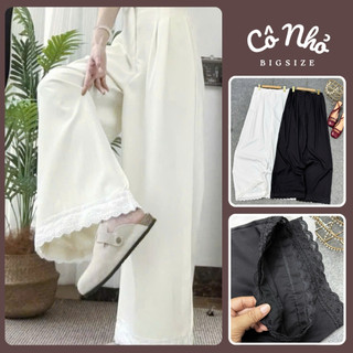 Quần Suông Dài Bigsize Nữ Phối Ren Thô Dễ Thương Hottrend Khóa Kéo Cạp Chun Co Giãn Cho Chubby Q562