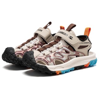 Giày sandal bé trai HOBIBEAR EK1193 Nâu có khóa dán và thiết kế bít mũi bảo vệ chân bé