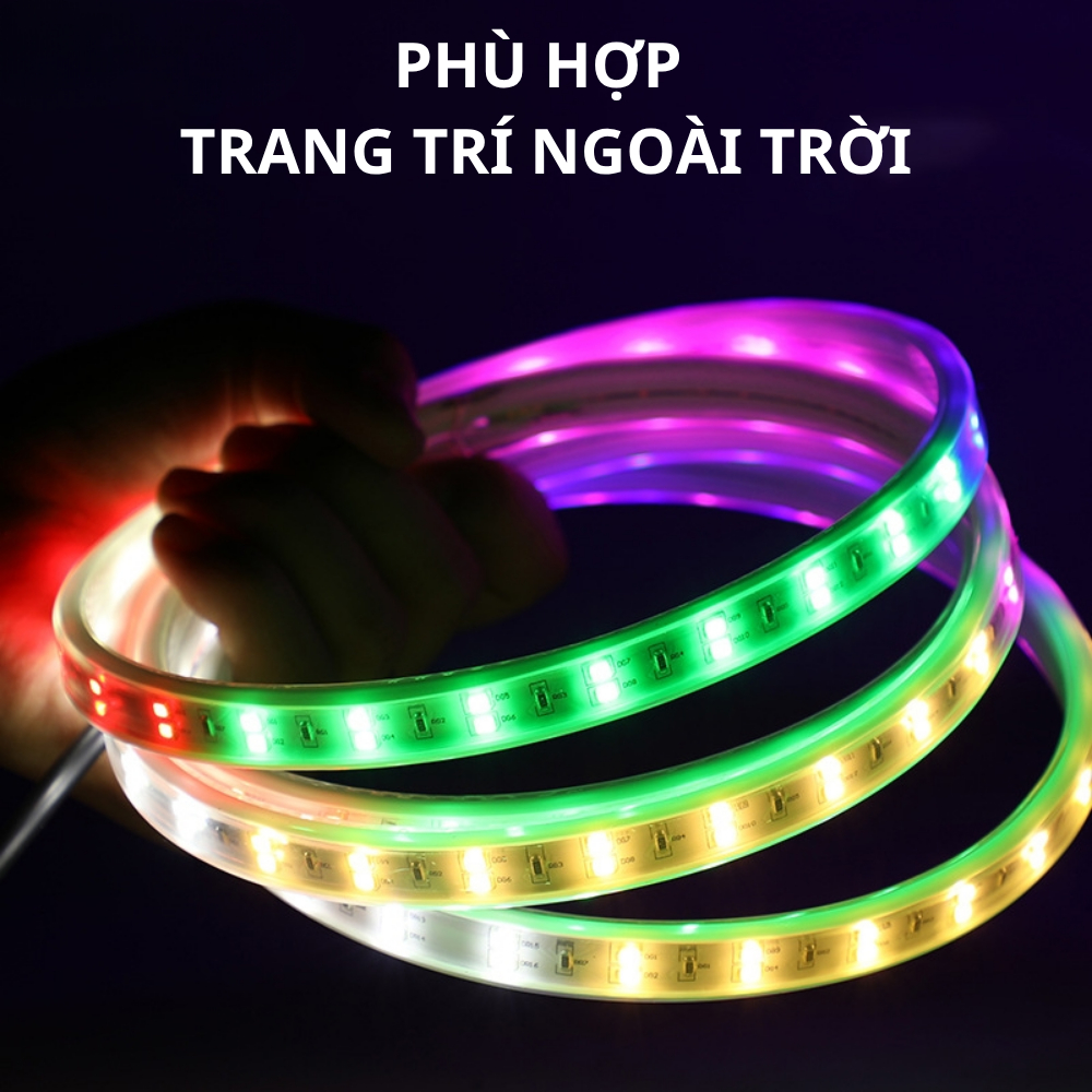 Đèn Led RGB 10 Mét - 50 Mét Có Nút Bấm Chỉnh Màu Và Nguồn Trang Trí Ngoài Trời, Cuốn Cây