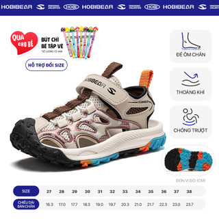 Giày sandal bé trai HOBIBEAR EK1193 Nâu có khóa dán và thiết kế bít mũi bảo vệ chân bé