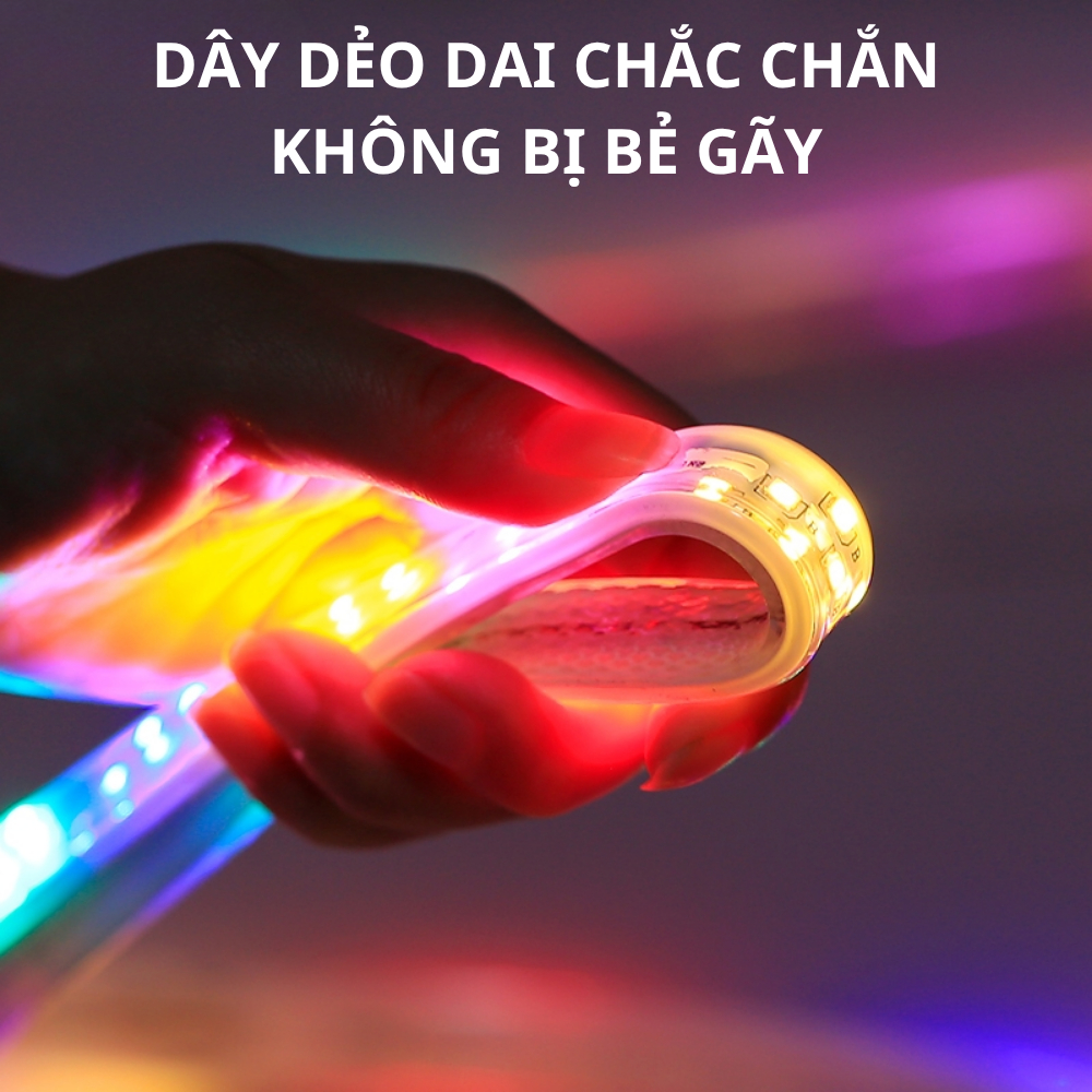 Đèn Led RGB 10 Mét - 50 Mét Có Nút Bấm Chỉnh Màu Và Nguồn Trang Trí Ngoài Trời, Cuốn Cây